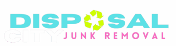 Disposal city junk removal brand logo with a recycling symbol integrated into the design, symbolizing environmental-friendly waste management services.