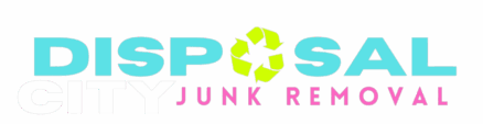 Disposal city junk removal brand logo with a recycling symbol integrated into the design, symbolizing environmental-friendly waste management services.