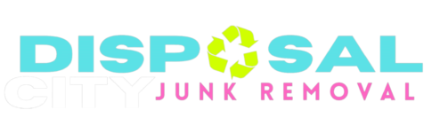Disposal city junk removal brand logo with a recycling symbol integrated into the design, symbolizing environmental-friendly waste management services.