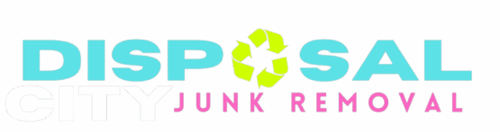 Disposal city junk removal brand logo with a recycling symbol integrated into the design, symbolizing environmental-friendly waste management services.
