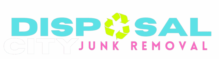 Disposal city junk removal brand logo with a recycling symbol integrated into the design, symbolizing environmental-friendly waste management services.